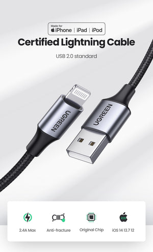 60163 USB-A to 8-pin iPhone Charging Cable | 2M | Silver
