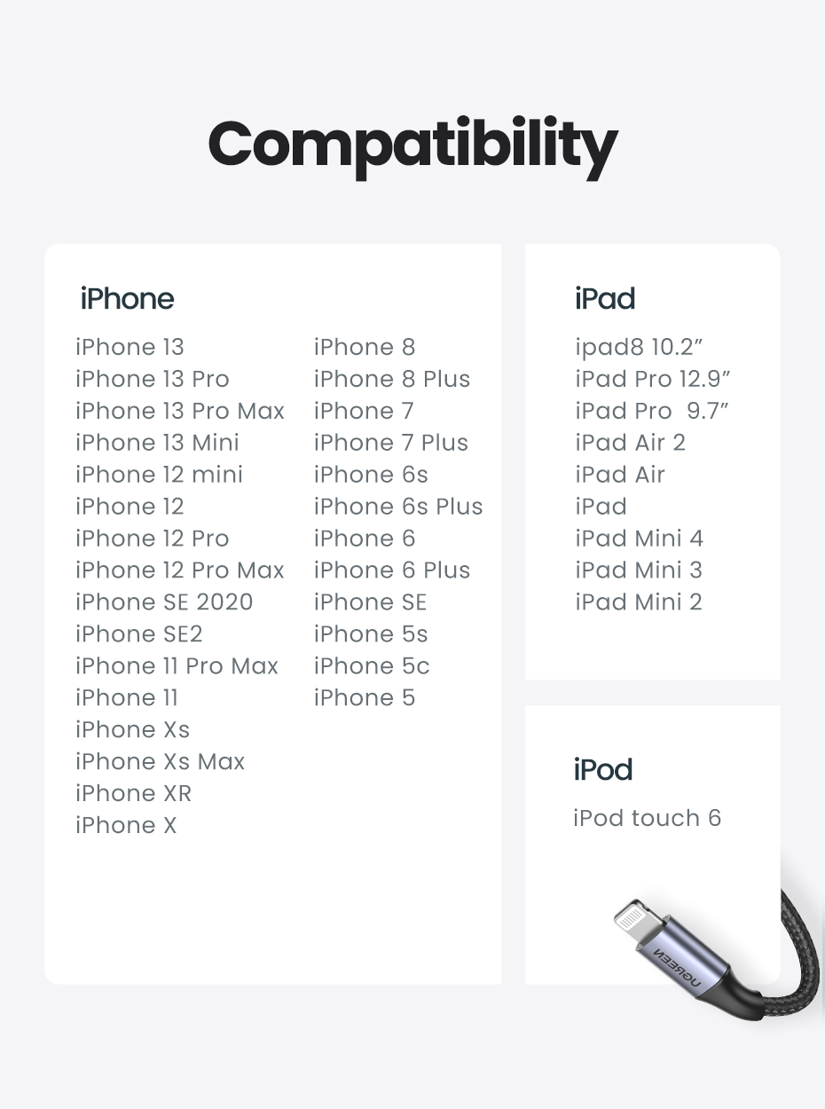60163 USB-A to 8-pin iPhone Charging Cable | 2M | Silver