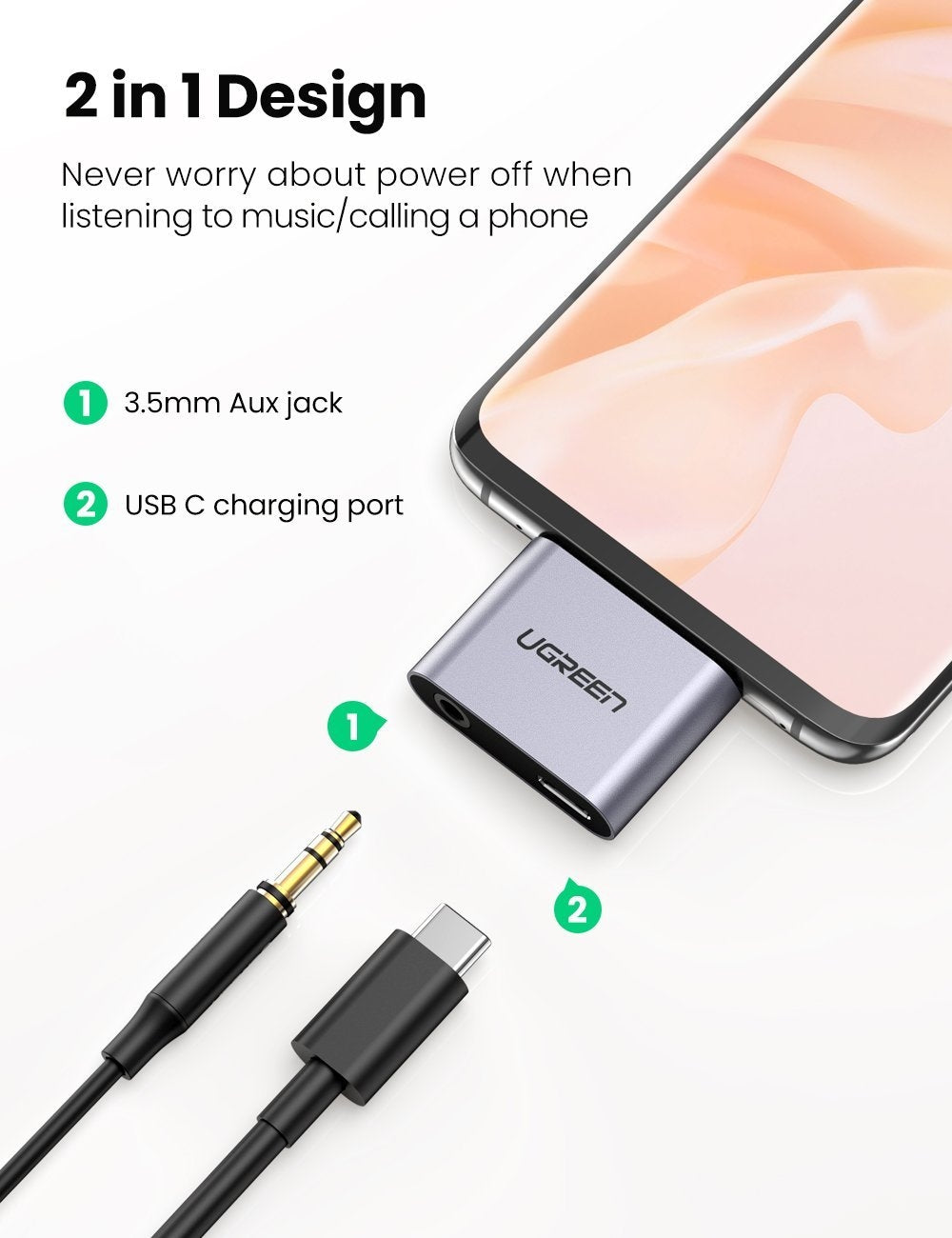 70312 2-in-1 USB-C to C and 3.5mm Adapter