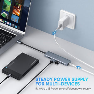 4-Port USB 3.0 Hub | with Micro USB Power Supply