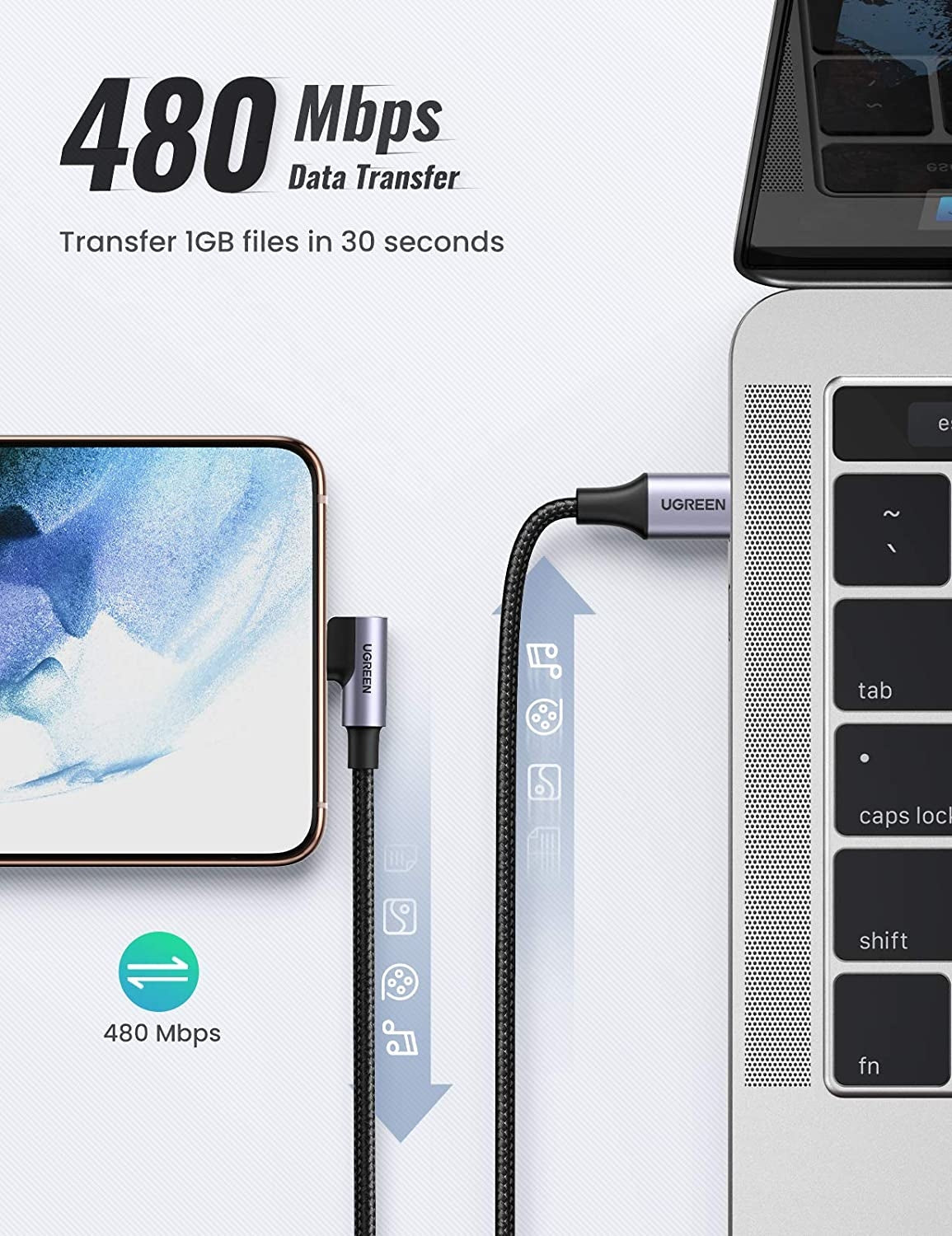 80714 USB-C 2.0 to Angle USB-C Cable | 3M | Black