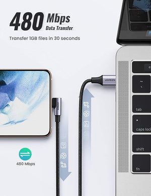 80714 USB-C 2.0 to Angle USB-C Cable | 3M | Black