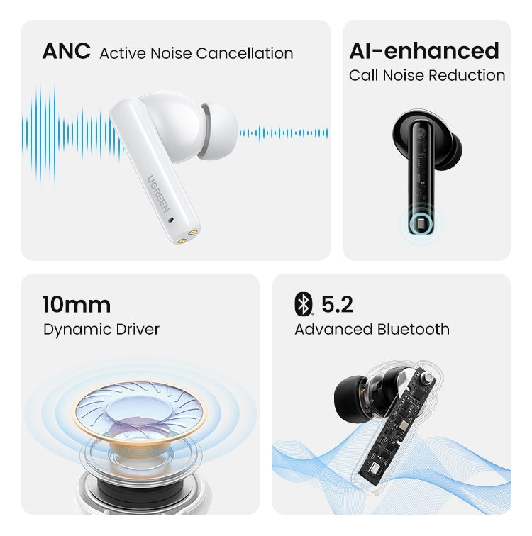 UGREEN 90401 HiTune T3 Active Noise-Cancelling Wireless Earbuds | Black