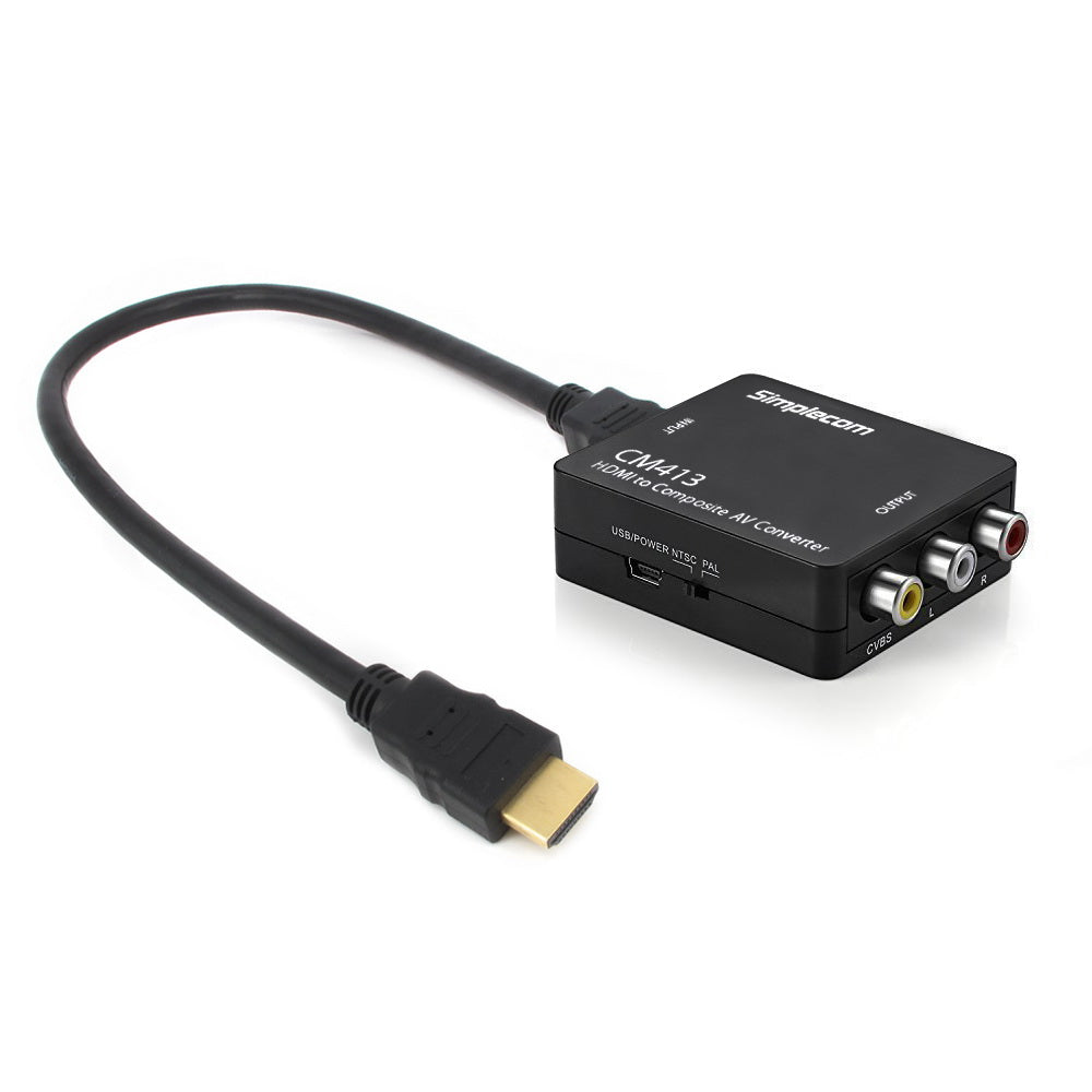 Simplecom CM413 HDMI to Composite AV CVBS 3RCA Converter | 1080p Downscaling | Plug & Play