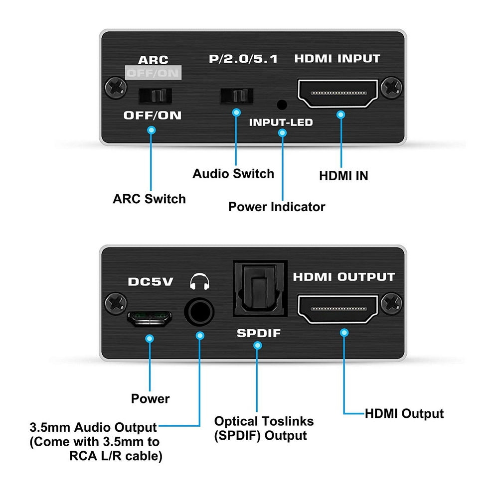 CM425 HDMI 2.0 Audio Extractor | Optical SPDIF and 3.5mm Stereo with ARC | 4K@60Hz