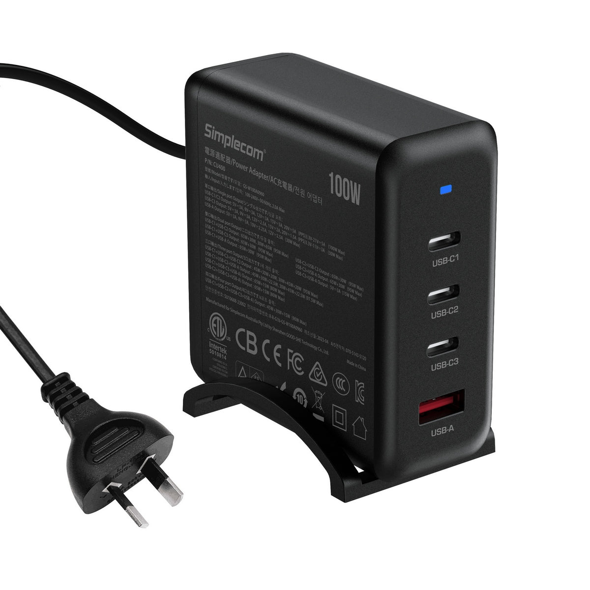 CU400 4-Port PD 100W GaN Fast Charger | 3x USB-C + USB-A | For Phone, Tablet, Laptop