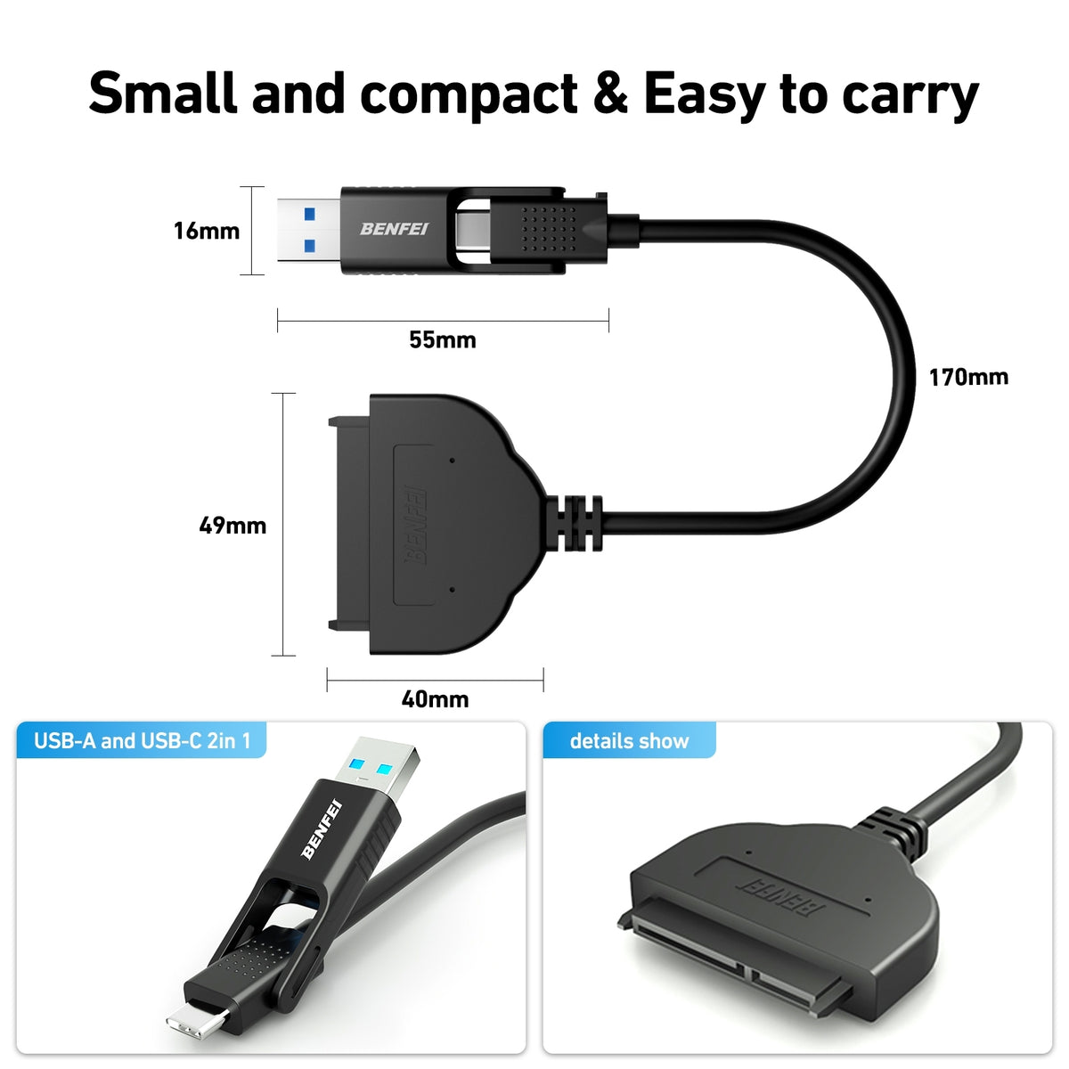 2in1 USB-C/USB 3.0 to SATA III Hard Drive Adapter