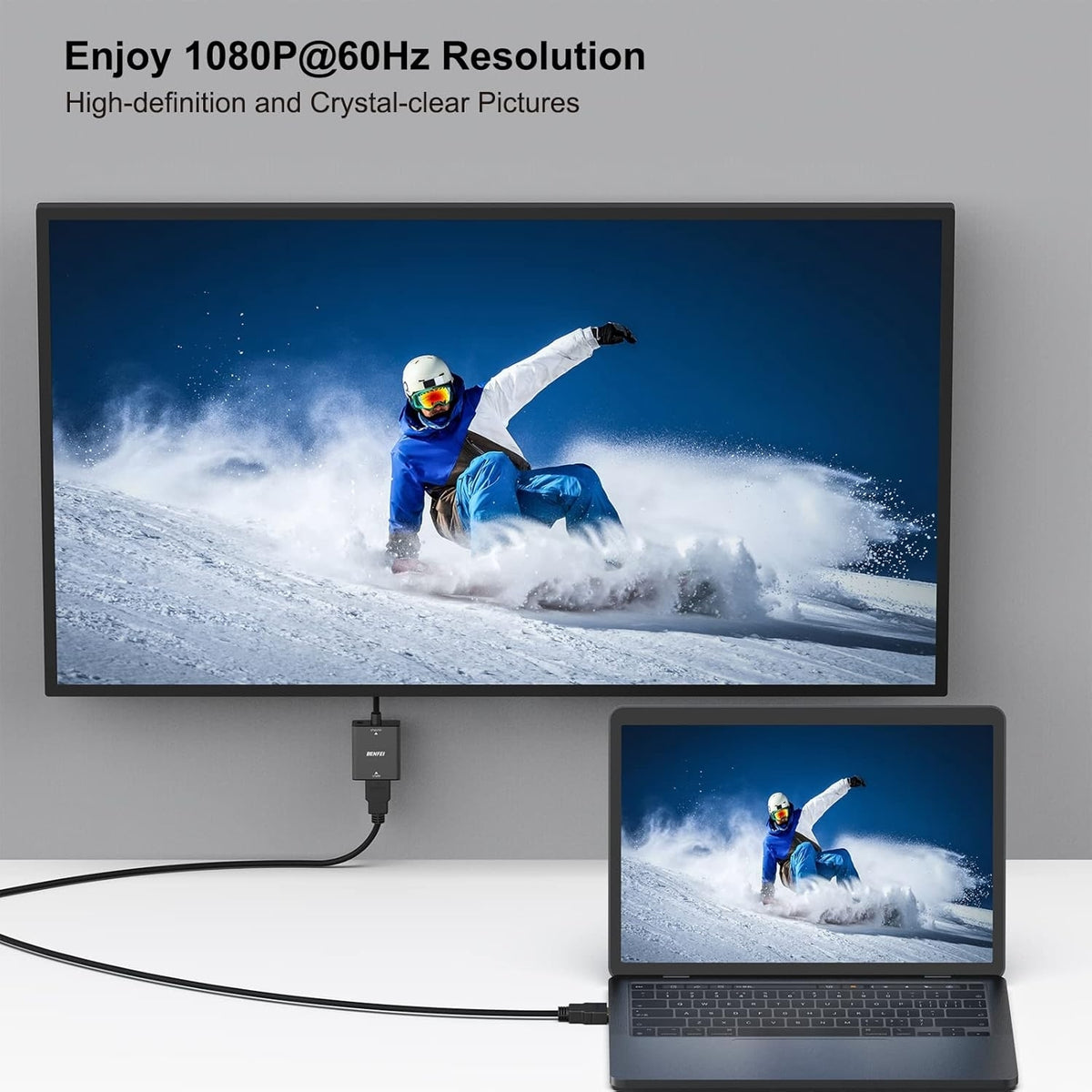 HDMI to VGA Adapter | Uni-Directional | Computer to VGA Monitor | 3.5mm Audio Jack