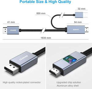 HDMI to DisplayPort Cable | 1.8M (6 Feet)
