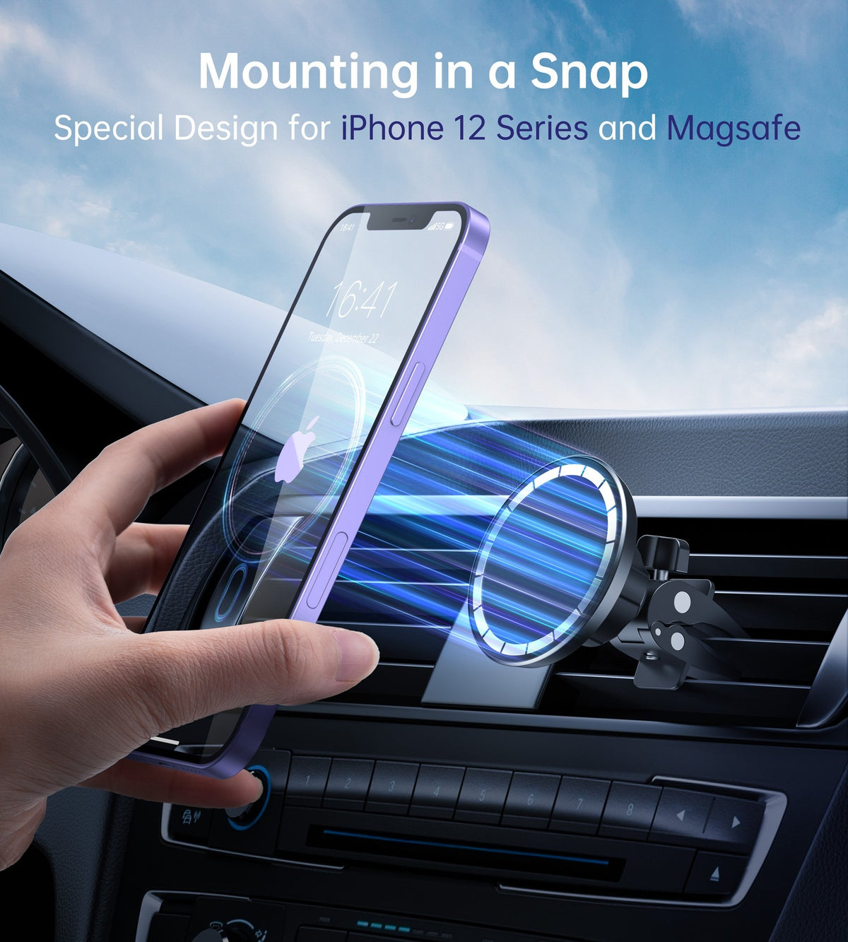 AT0004 MagSafe iPhone 12 Magnetic Car Mount | Car Air Vent Phone Holder