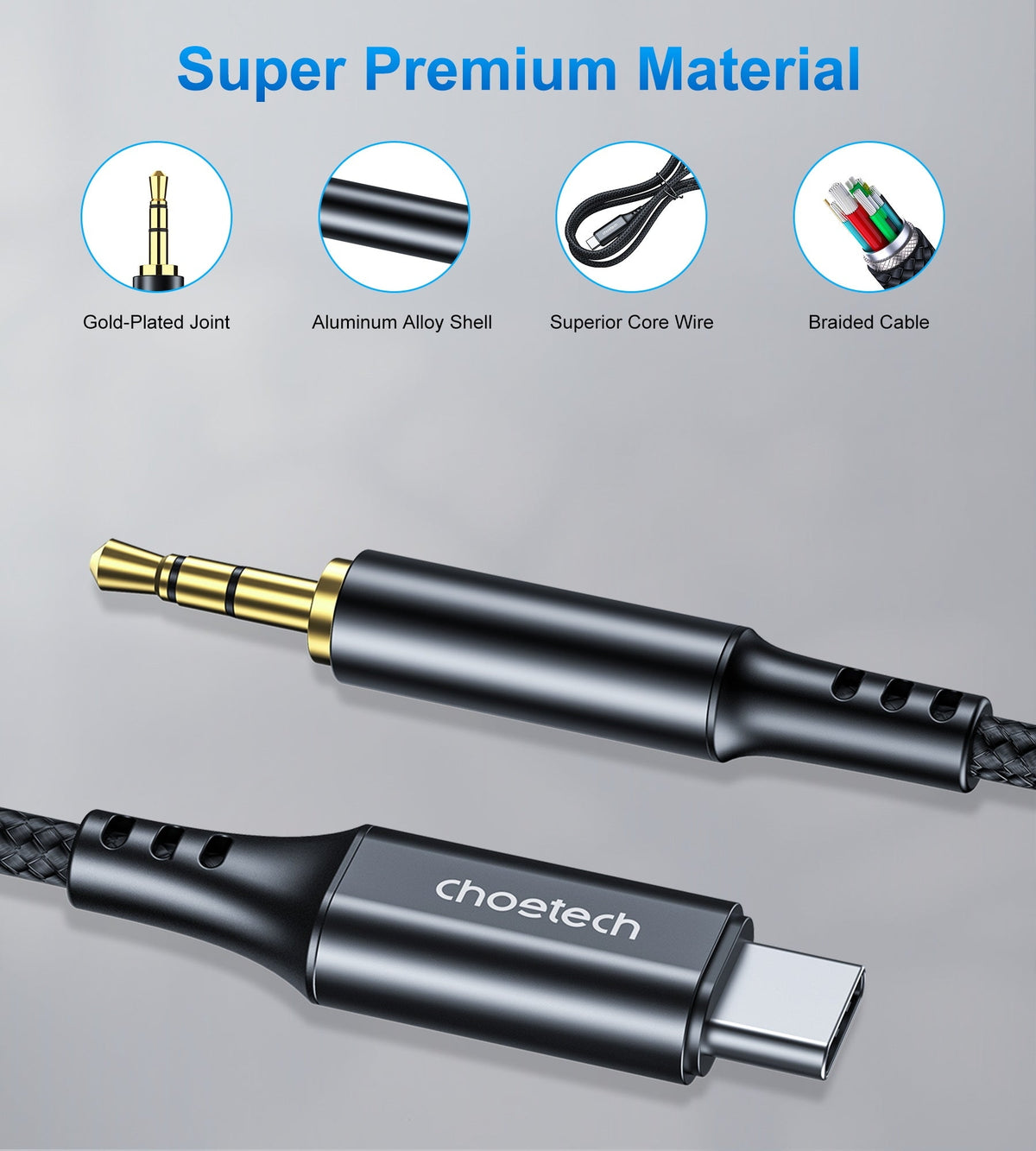 AUX006 Type-C to 3.5mm Audio Cable | 1M