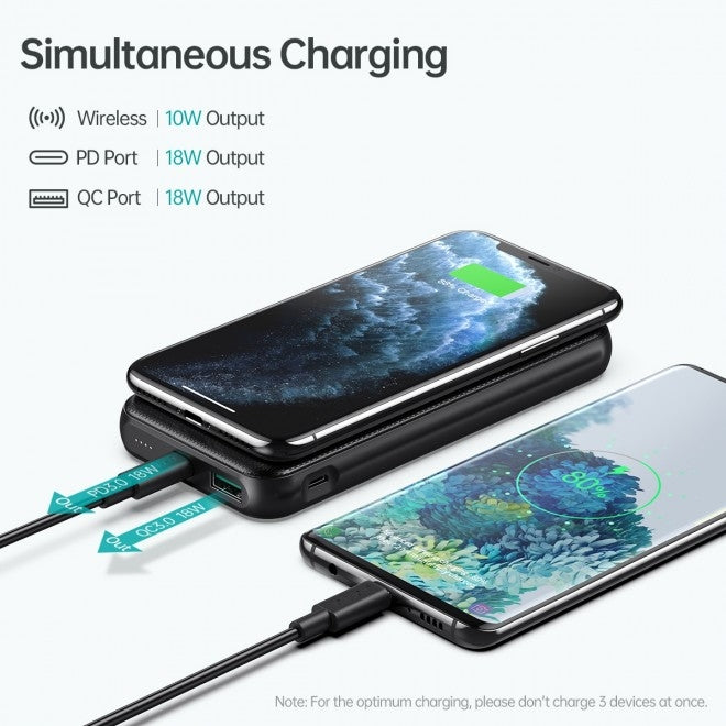 Choetech B650-CC Power Bank 10000mAh with Wireless Power Bank (Black)