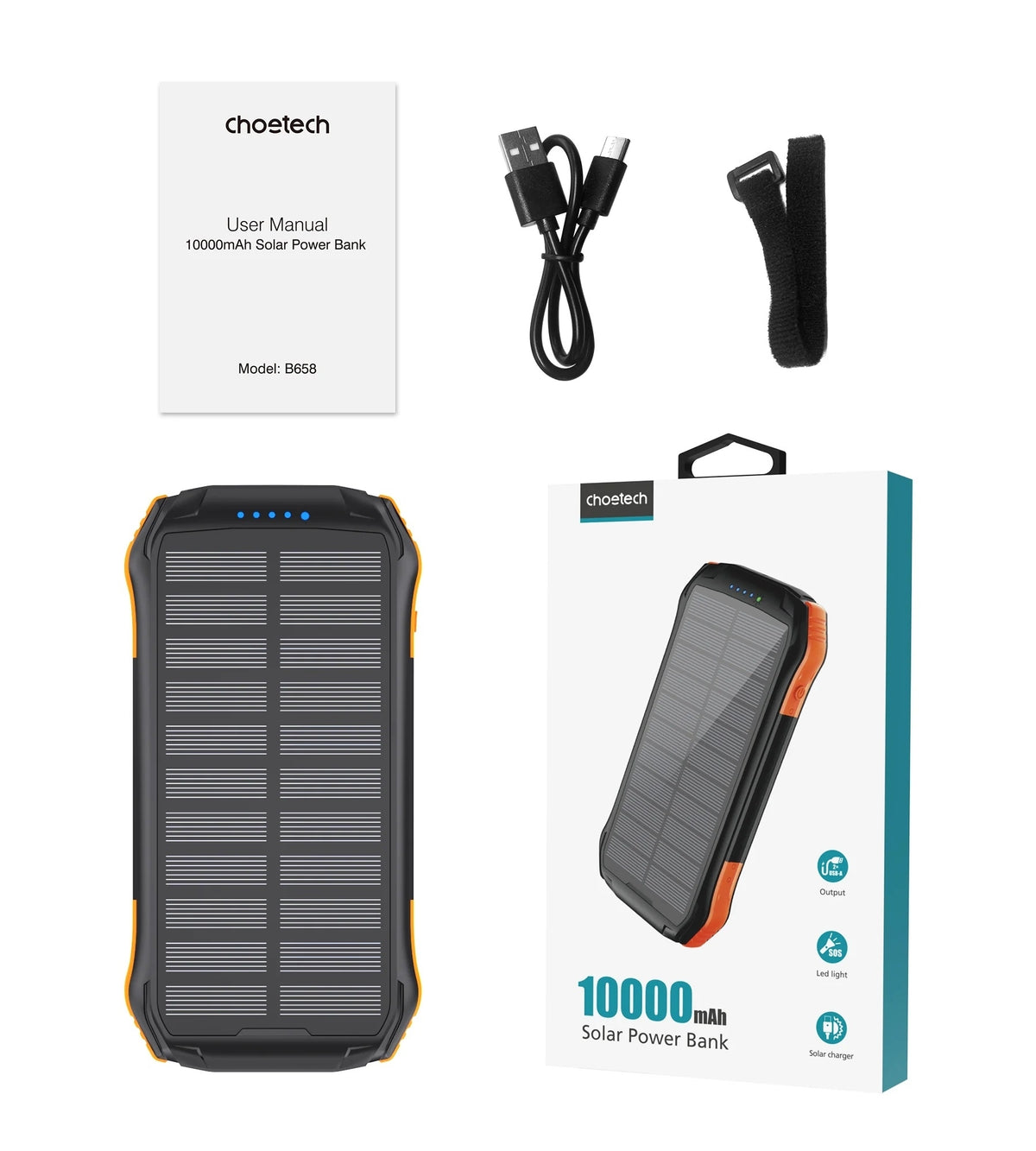 CHOETECH B658 | 10000mAh Solar Power Bank