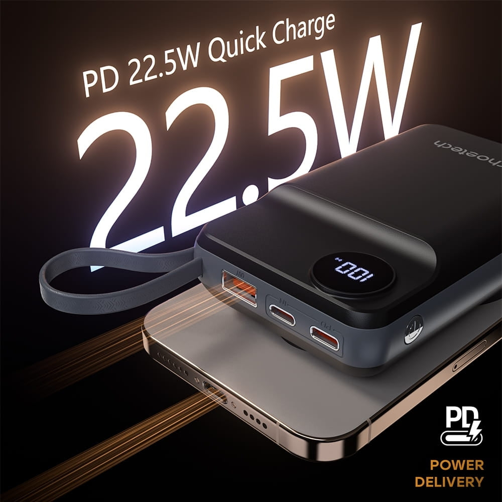 B696-BK 20000mAh 22.5W USB-A + USB-C x 2 | MagLeap Wireless Charge Power Bank | Black
