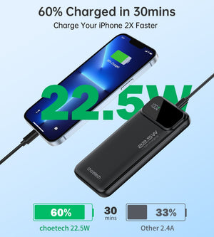 CHOETECH B728 | 10000mAh Power Bank | PD22.5W | Digital Display