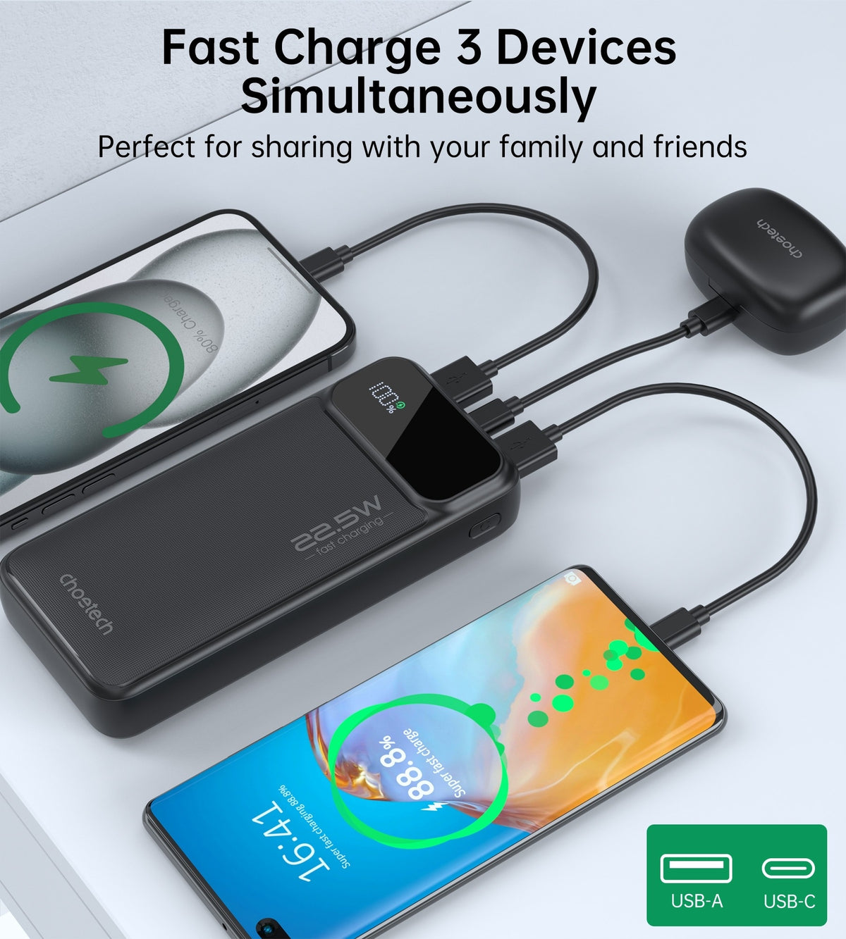 CHOETECH B729 | 20000mAh Power Bank | PD22.5W | Digital Display