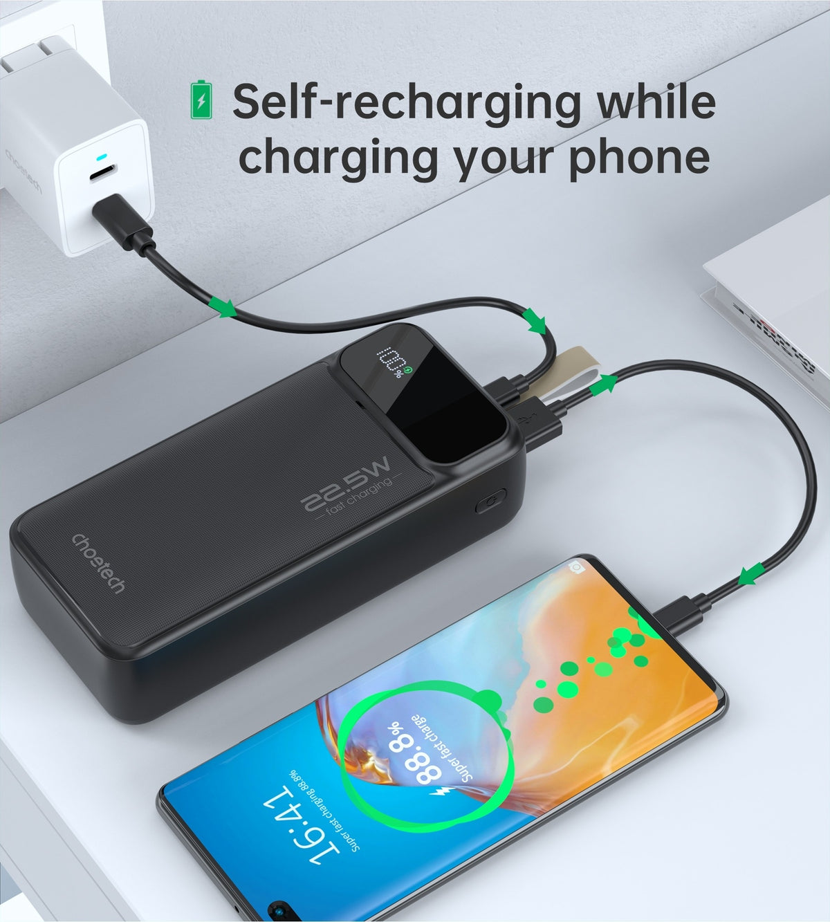 CHOETECH B731 | 40000mAh Power Bank | PD22.5W | Digital Display