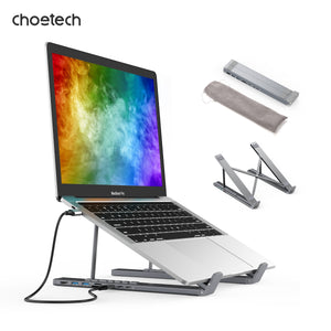 HUB-M48 7-in-1 Hub + Foldable Laptop Stand | USB-C to HDMI 4K | USB-A | TF&SD | USB-C with PD Charging