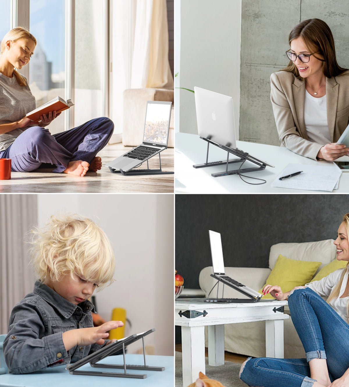 HUB-M48 7-in-1 Hub + Foldable Laptop Stand | USB-C to HDMI 4K | USB-A | TF&SD | USB-C with PD Charging
