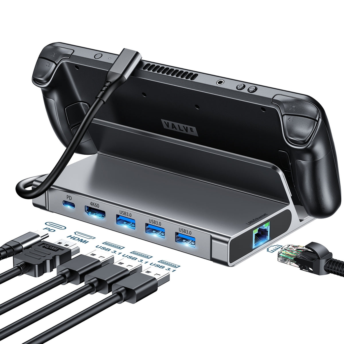 HUB-M50 6-in-1 USB-C 100W Aluminum Steam Deck Docking Station