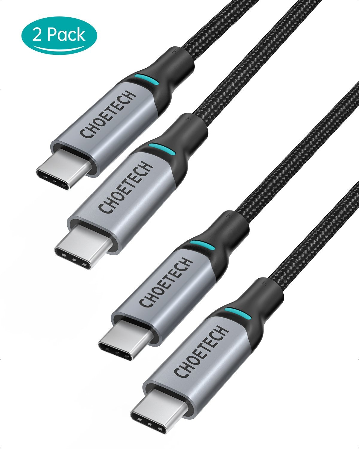 MIX00073 (XCC-1002 x2) 100W USB-C Braided Fast Charging Cable | 1.8M | 2 Pack