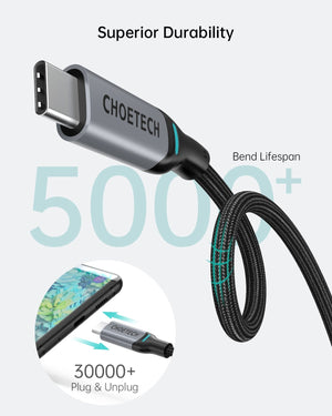 MIX00073 (XCC-1002 x2) 100W USB-C Braided Fast Charging Cable | 1.8M | 2 Pack