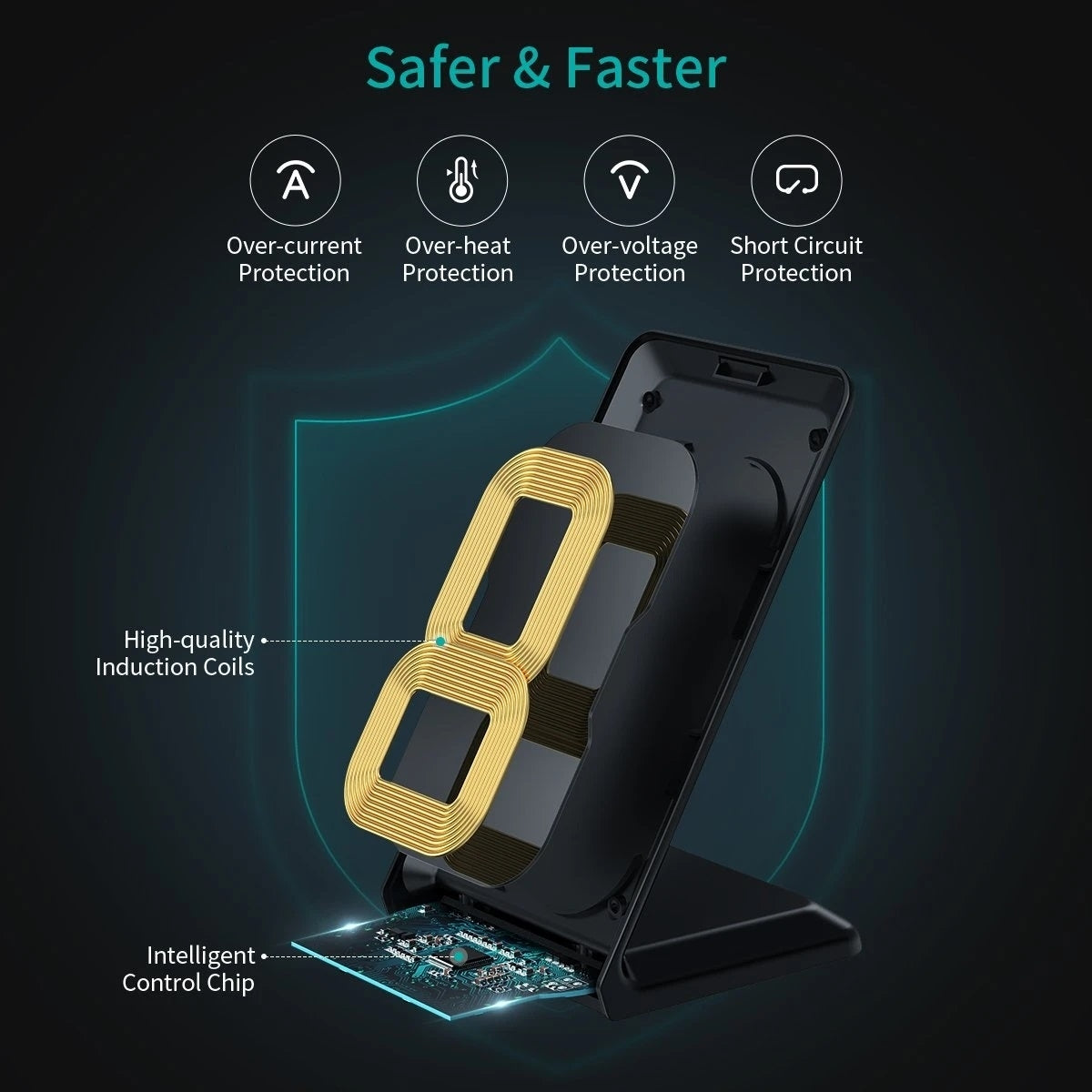 MIX00093 Fast Wireless Charging Stand | 10W | Qi-Certified | T524S | 2-Pack