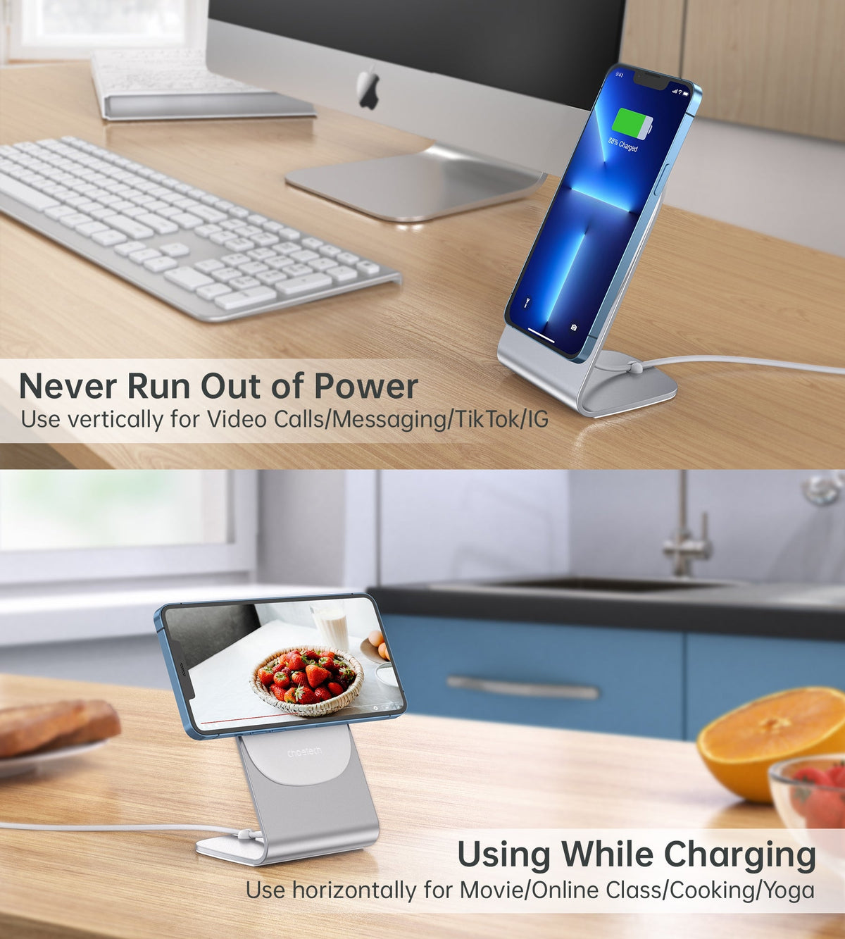 MIX00117SL MagSafe Fast Wireless Charger Stand Holder for iPhone 13/12 (H047 + T517)