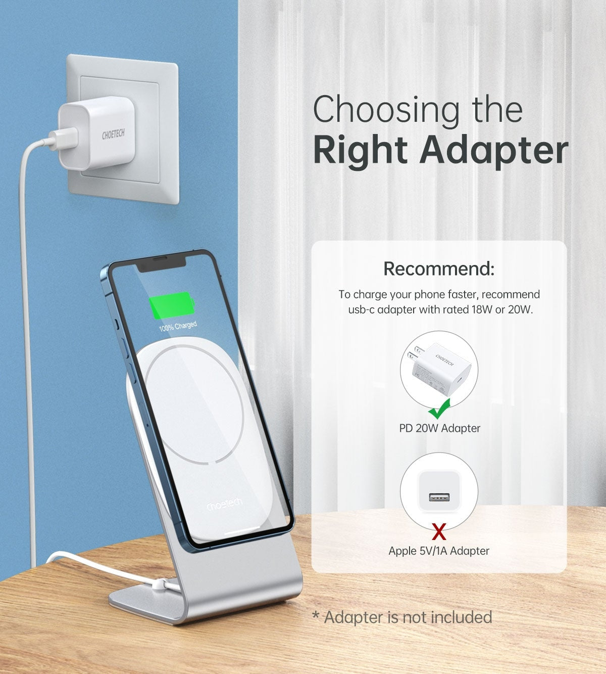 MIX00117SL MagSafe Fast Wireless Charger Stand Holder for iPhone 13/12 (H047 + T517)
