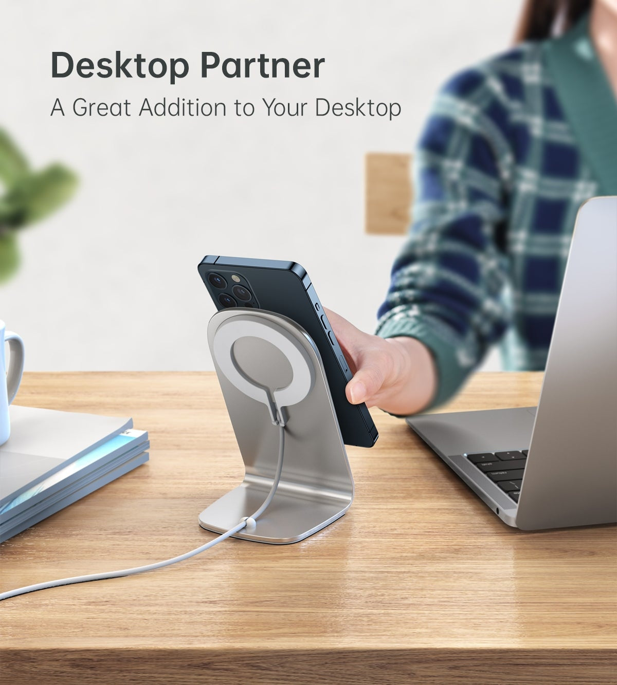 MIX00117SL MagSafe Fast Wireless Charger Stand Holder for iPhone 13/12 (H047 + T517)