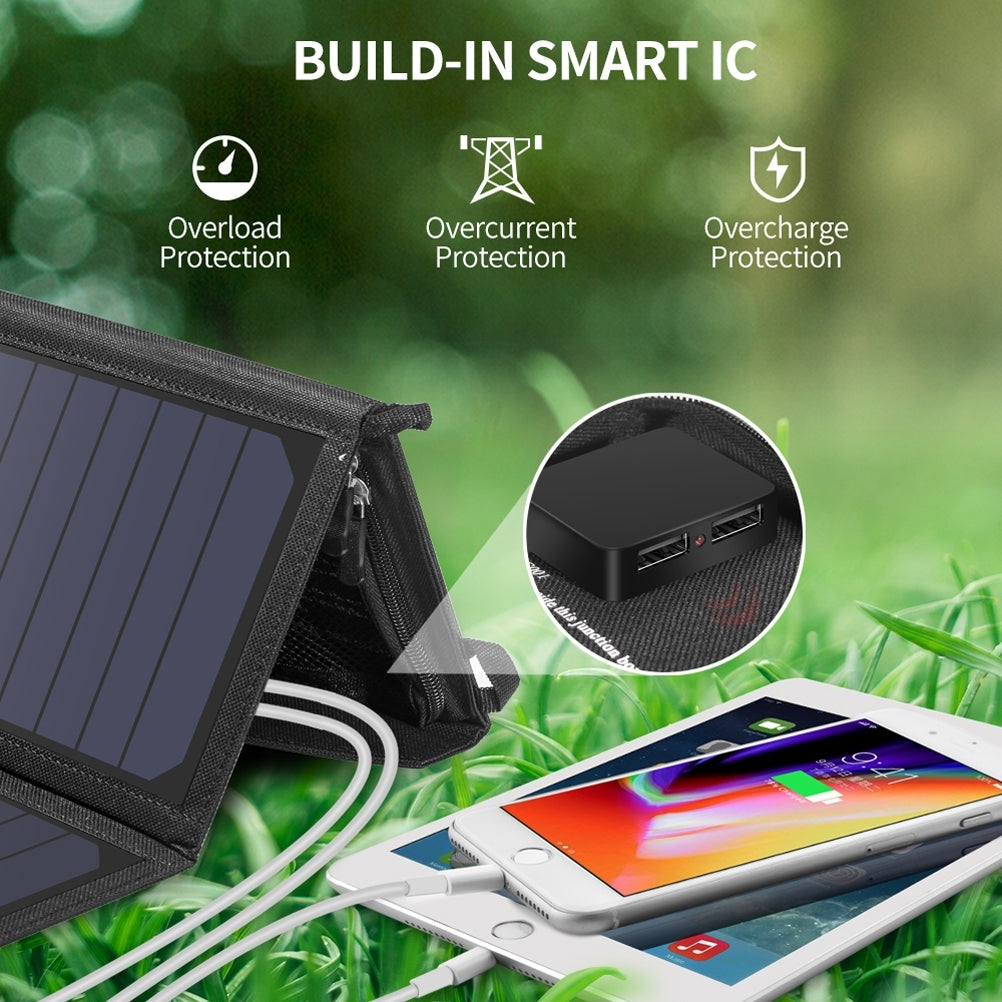 SC001 19W Portable Solar Panel Charger | SunPower Panels | Dual USB Charger for Camping/RV/Outdoors