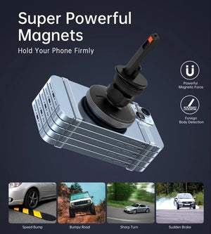 T204-F 15W Magnetic Car Charger Holder with LED Light | Aluminium Alloy Housing