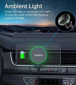 T204-F 15W Magnetic Car Charger Holder with LED Light | Aluminium Alloy Housing