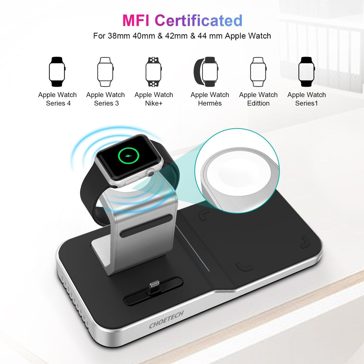 T316 4-in-1 Wireless Charging Station | iPhone/Apple Watch/iPod | Qi Wireless