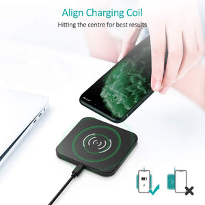 T511BW Qi Certified Fast Wireless Charging Pad | Black & White | 2 Pack
