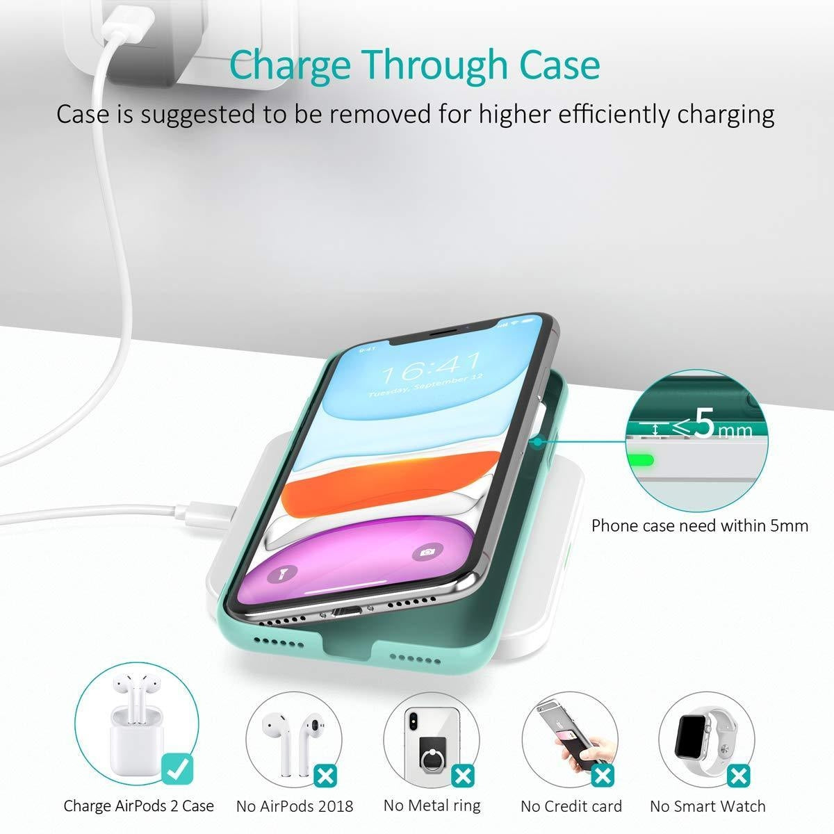T511BW Qi Certified Fast Wireless Charging Pad | Black & White | 2 Pack