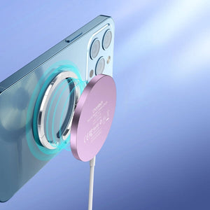 T518-PK Magnetic Wireless Charger | For All Qi Phones & iPhones 12/13/14/15 | Pink