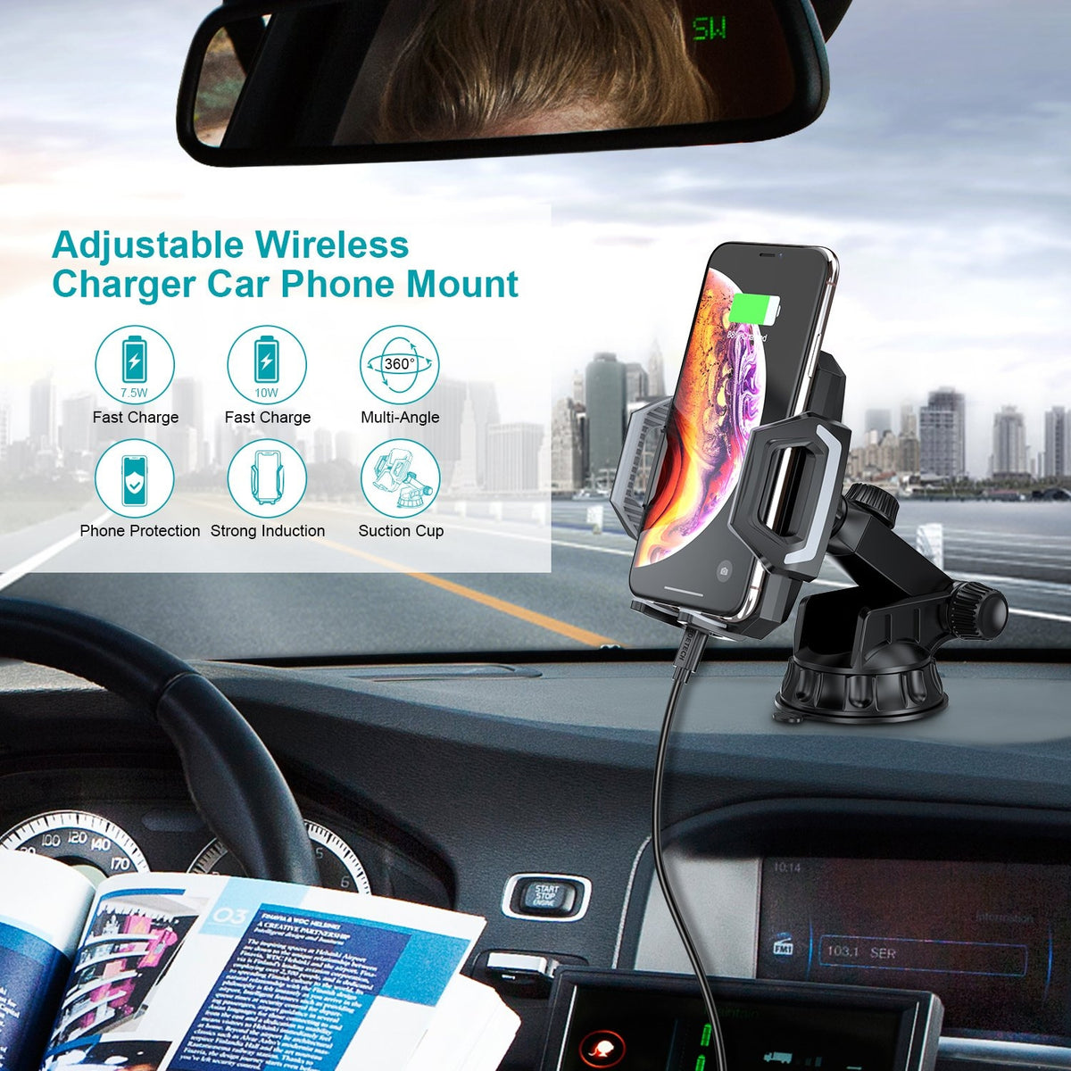 T521-S Fast Qi Wireless Car Charging Dock
