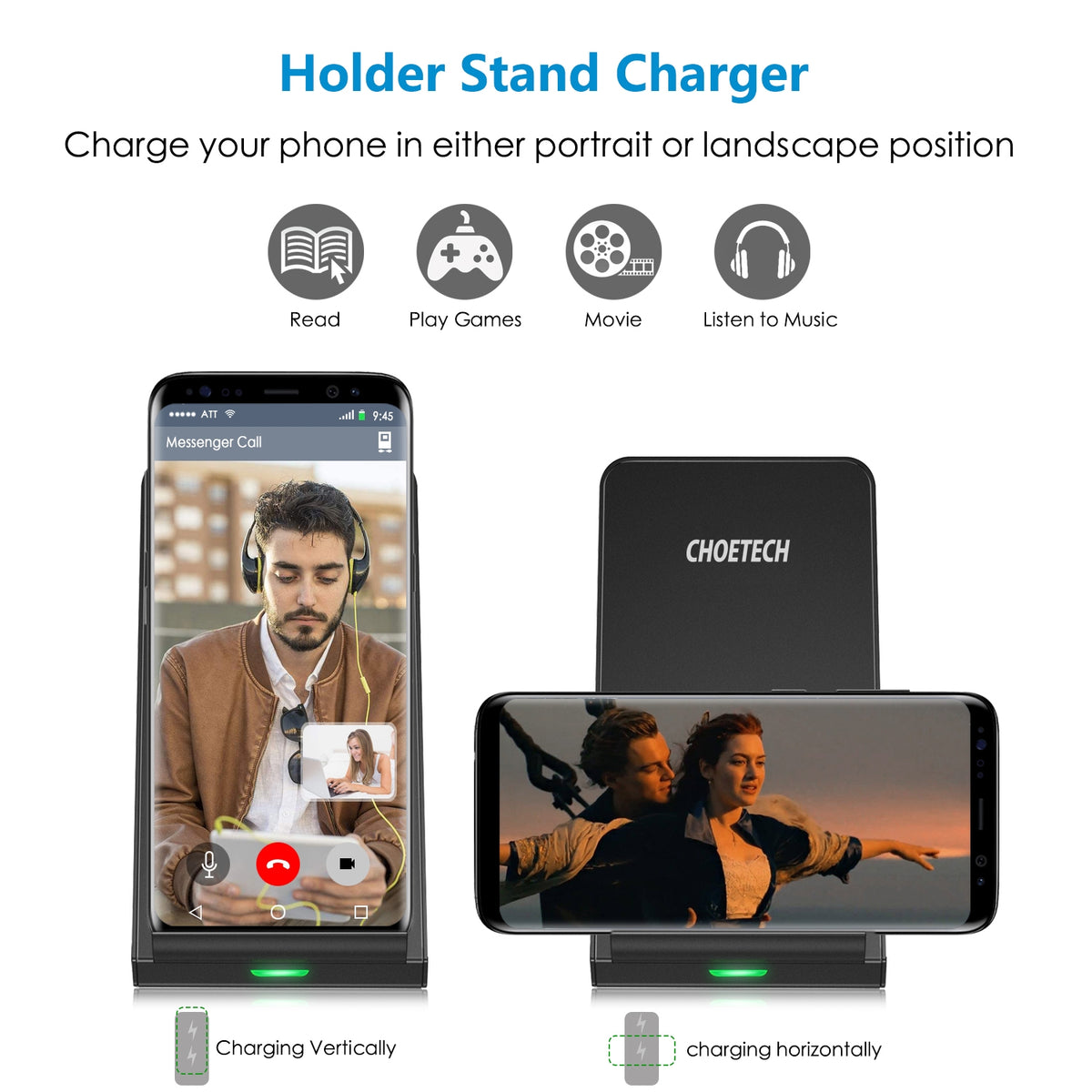 T524S 10W/7.5W Fast Wireless Charging Stand