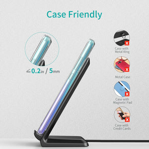 T524S 10W/7.5W Fast Wireless Charging Stand with AC Adapter