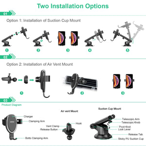 T536-S Fast Wireless Charging Car Mount Phone Holder