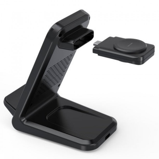 T608-F-BK 15W 4-in-1 Wireless Charger Stand | For iWatch & Samsung Watch | Black