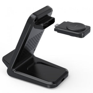 T608-F-BK 15W 4-in-1 Wireless Charger Stand | For iWatch & Samsung Watch | Black