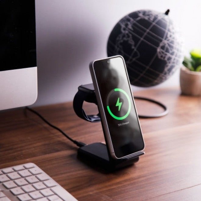 T608-F-BK 15W 4-in-1 Wireless Charger Stand | For iWatch & Samsung Watch | Black