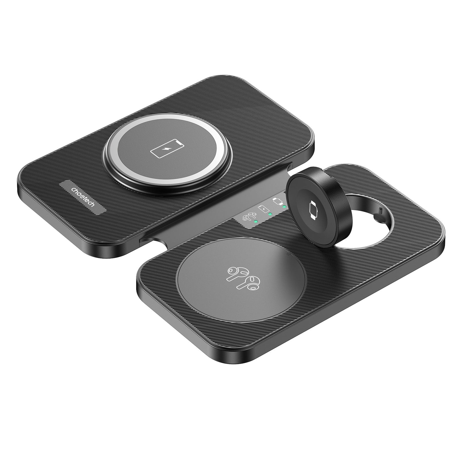 T616-F-BK 3-in-1 Magnetic Foldable Wireless Charger | Black