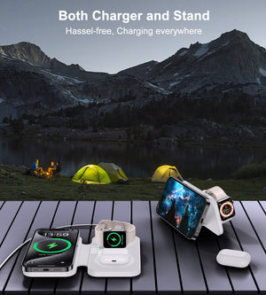 T616-F-WH 3-in-1 Magnetic Foldable Wireless Charger | White