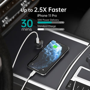 TC0008-BK Dual USB-C 36W Car Charger Adapter | Black