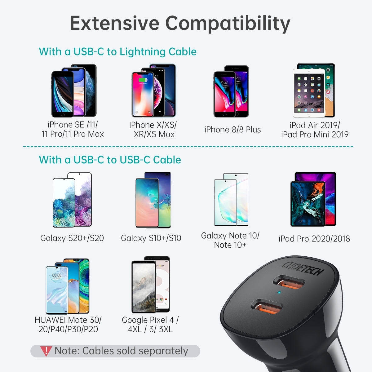 TC0008-BK Dual USB-C 36W Car Charger Adapter | Black