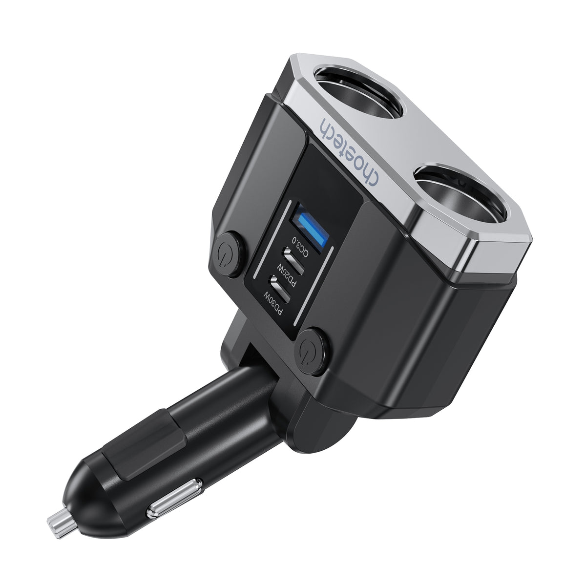 CHOETECH TC0020 Car Charger | 45W | 2 Sockets + 2x USB-C + 1x USB-A | Cigarette Lighter Splitter