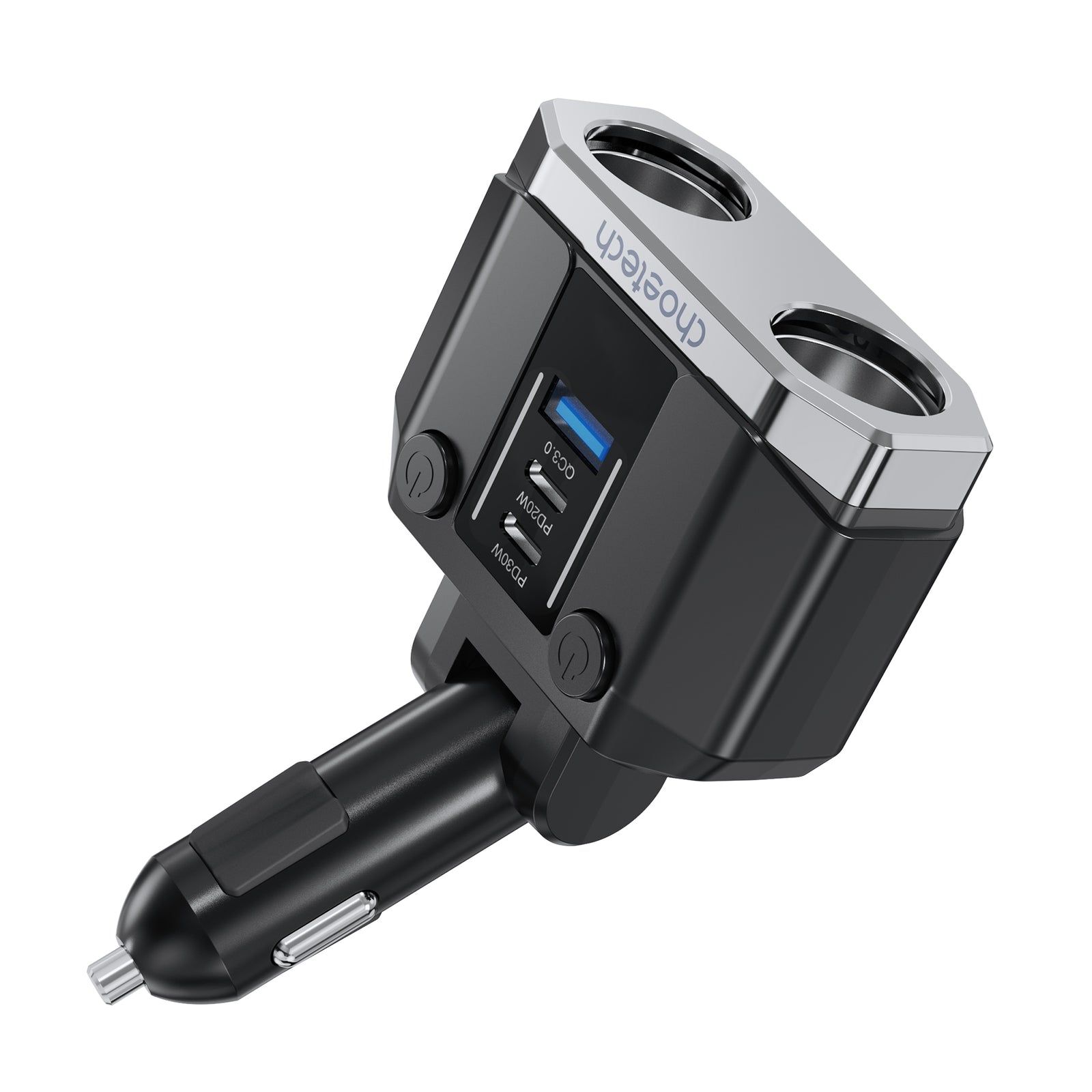 CHOETECH TC0020 Car Charger | 45W | 2 Sockets + 2x USB-C + 1x USB-A | Cigarette Lighter Splitter